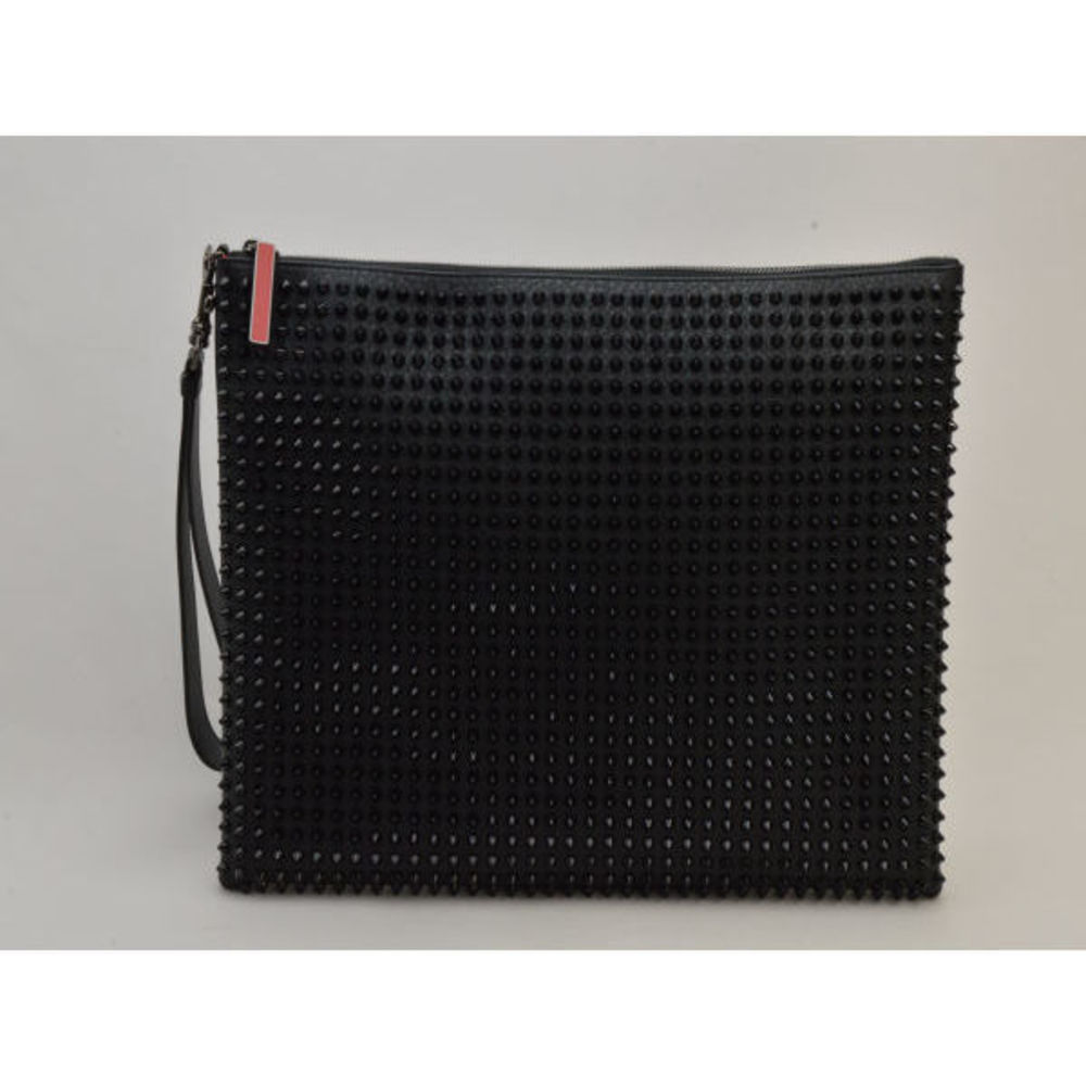 Christian Louboutin Peter Pouch Spike Stud Clutch Bag Black